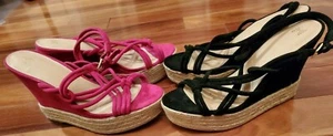 NEW Victoria's Secret Espadrille Wedge PINK /BLACK SANDALS 9B PERECT CHOOSE READ - Picture 1 of 34