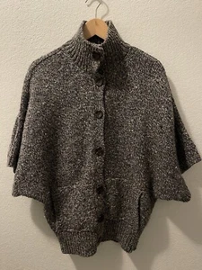 Suéter de Lana Fisherman Out of Ireland Gris Tweed Recortado Manga Dolman Talla S - Imagen 1 de 11