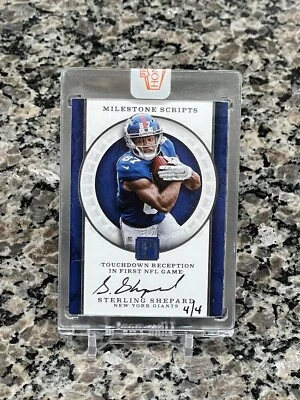 2017 Sterling Shepard Milestone Scripts ON CARD AUTO # 4/4 Giants - Image 1 of 2
