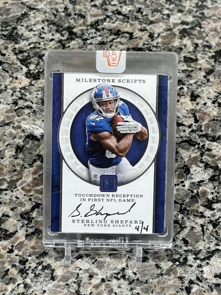 Sterling Shepard Milestone Scripts 2017 en tarjeta automática # 4/4 Giants Foto 1 de 2