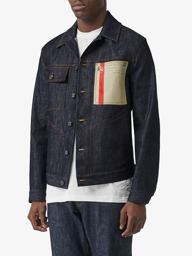 Giacca denim BURBERRY slim fit blu cimosa giapponese Large 52 IT autentica