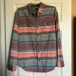 Modern Amusement men’s multicolor long sleeve button down shirt size large - Picture 1 of 9