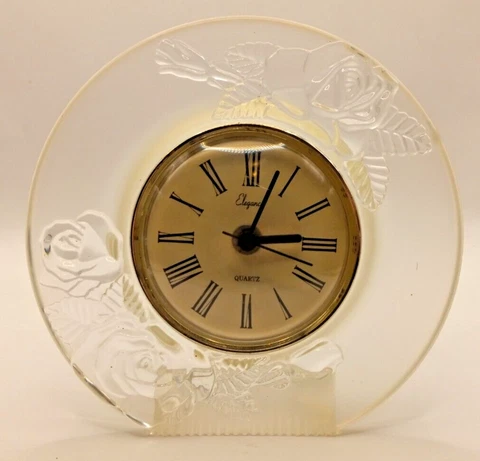 Vintage Elegance Quartz Desk Clock - Roses - Battery Operated Cover