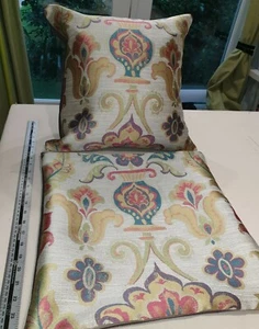 Pair of Handmade 17" Cushion Covers jewel coloured floral design to front (1) - Picture 1 of 6