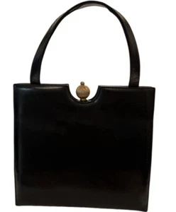 Manico superiore in pelle conciata nera stile elegante vintage anni 60 - Foto 1 di 7