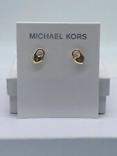 Michael Kors Gold Tone Heart Padlock Crystal Stud Earrings Mkj7422710