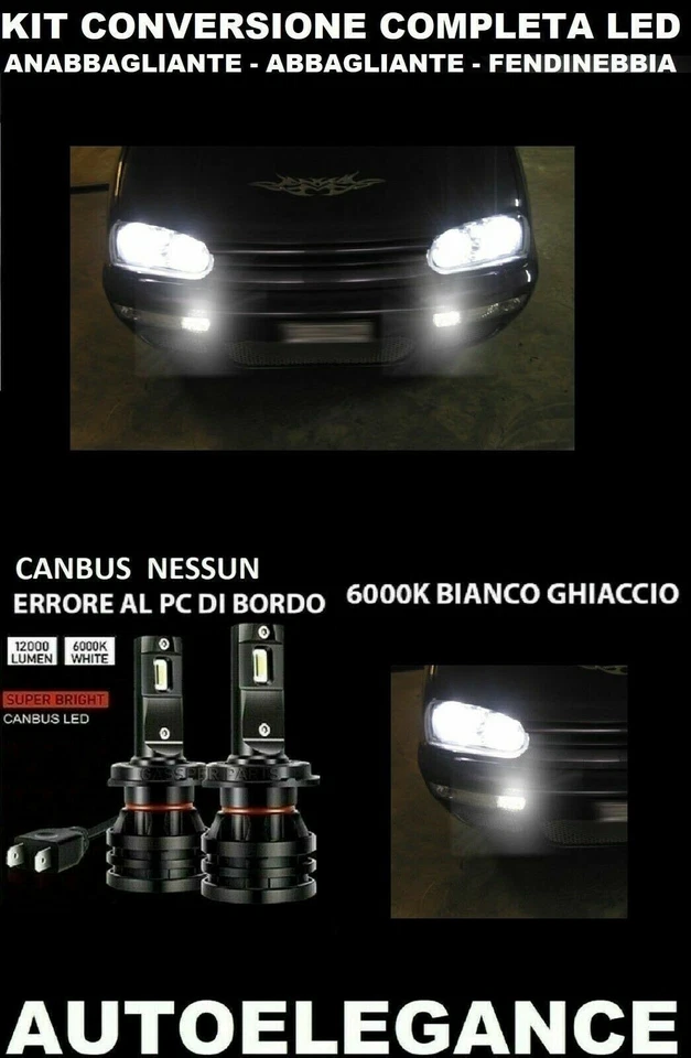 VW GOLF III LAMPADE ANABBAGLIANTI ABBAGLIANTI FENDINEBBIA LED 16.000LM - AT - Immagine 1 di 4