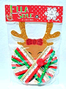 Christmas - Hair Bobbles/Hair Elastics - On Reindeer Card - 20-Pack - Brand New