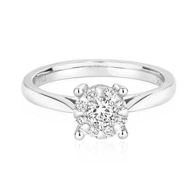 Real Diamond Engagement Ring 9ct White Gold Brilliant Set Solitaire 0.30ct - Image 1 of 4