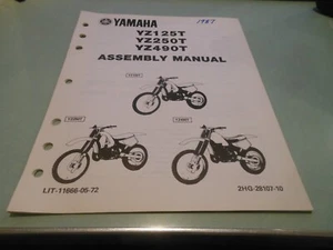 Yamaha OEM 1987 YZ125T 250T 490T Assembly Manual Book # LIT-11666-05-72 - Picture 1 of 7
