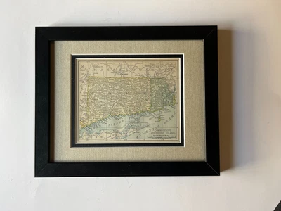 Mapa estatal de Connecticut & Rhode Island 1898 fm 1900 Rand McNally Atlas VER DESCRIPCIÓN Foto 1 de 4