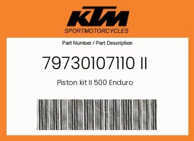 KTM Genuine Piston Kit Ii 500 Enduro - 79730107110 Ii - Image 1 of 4
