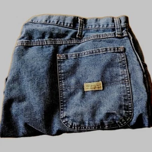 WRANGLER Men's 46 x 30 Blue Denim Carpenter Pants Loops Side Pockets Zip Front - Picture 1 of 7