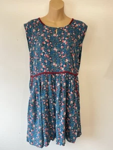 Matilda Jane Dress 435 Girls Blue Floral Sleeveless Cotton Knit Pocket Pleats 14 - Picture 1 of 10