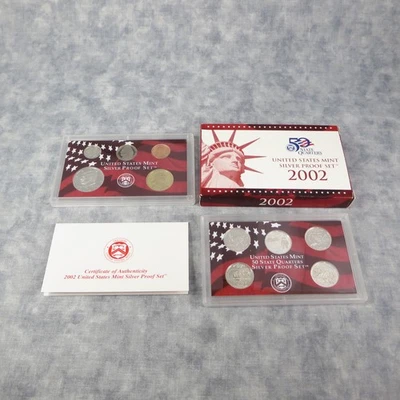 2002 SILVER PROOF SET in OGP Red Box with COA (10 Coins - Choice BU) - Image 1 of 4
