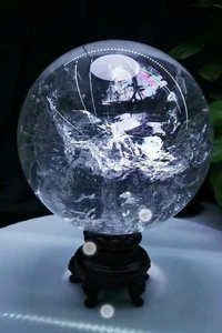 Bolas de cuarzo arco iris natural superior 17,43 lb pelo cristal esfera meditación 182 mm - Imagen 1 de 15