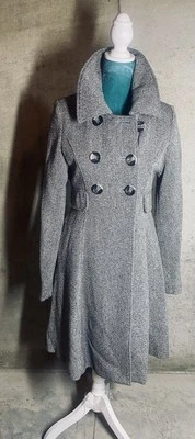 KC Collections Wool  blend  Pea Coat   Sz M Grey Dbl breasted Light Academia - Image 1 of 4