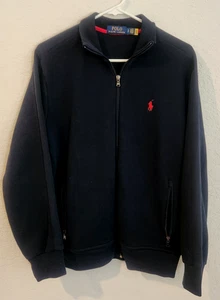 Polo Ralph Lauren Men’s Full Zip Jacket Small Navy Blue Red Pony Logo Sweater - Picture 1 of 11