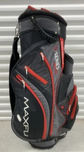 Maxfli 4.0 U Series Cart Bag 14 Way Cooler Pocket Black Gray Red W/ Rain Cover - Picture 1 of 17