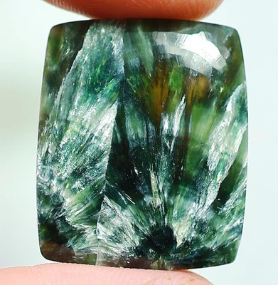 30 Ct 4X23X28 mm Natural Fire Angel Seraphinite Fancy Cabujón Gemstone DG-225 - Imagen 1 de 3