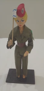 Vintage Female ISRAELI DEFENSE SOLDIER DOLL~ FLAG of ISRAEL~Wood~Cloth~Handmade - Picture 1 of 9