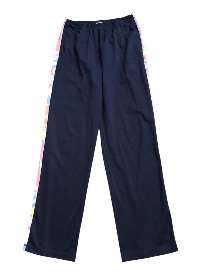 Pantalones de tiro alto vintage a rayas laterales azules talla mediana OLEG CASSINI SPORT para mujer Foto 1 de 4