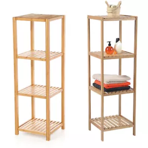 4 Tier Bamboo Storage Rack Kitchen Bathroom Laundry Shelf Book Rack Shop Display - Picture 1 of 6