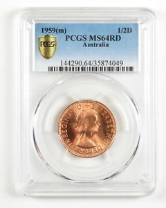 AUSTRALIA 1/2 D Penny 1959 (m) PCGS MS64RD - Picture 1 of 2