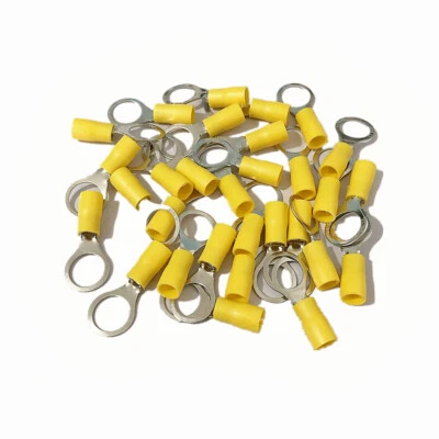 50PCS Stud Size 3/8" Ring Terminal Wire Crimp Connectors for Cable 12-10AWG - Image 1 of 4