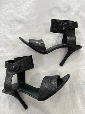 Alexander Wang black lizard Leather button ankle Cuffs STrap Heels Sandals EU 37 - Image 1 of 4