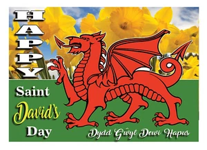 ST. DAVID'S DAY WALES WELSH FLAG DRAGON QUALITY GLOSS CARD FREE POST 1ST CLASS - Picture 1 of 2