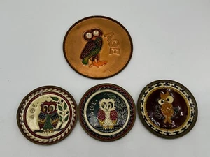 AOE Owl Brass Enameled Hanging Plates Owl of Athena Alpha Theta Epsilon - Picture 1 of 9