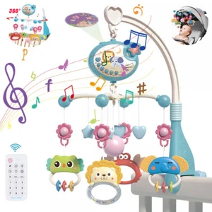 Baby Musical Crib Bed Bell Cot Mobile Moon&Star Dream Light Nusery Lullaby Toys - Picture 1 of 9