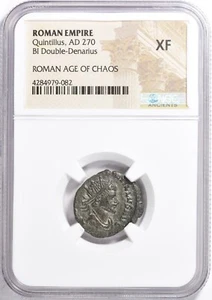 Quintillus, AD 270. BI Double-Denarius, Age of Chaos, NGC XF - Picture 1 of 2