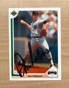 DON ROBINSON SAN FRANCISCO GIANTS SIGNED AUTOGRAPHED 1991 UPPER DECK #402 W/COA