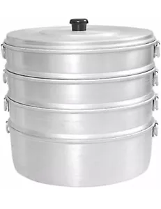 5Ltr Aluminum Momo Steamer Dumpling Maker Modak Maker Poaching Pan 4 Tier - Picture 1 of 5