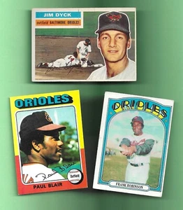 ¡TODOS LOS 3! LOTE DE LOS ORIOLES DE BALTIMORE-1975 PAUL BLAIR/1972 FRANK ROBINSON/1956 JIM DYCK - Imagen 1 de 2
