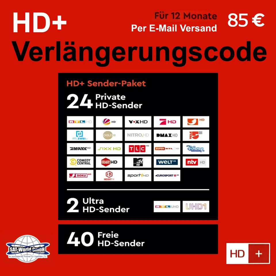 Prolunga HD+ per 12 mesi per tutte le schede HD Plus HD02/03/04/05 - Immagine 1 di 2