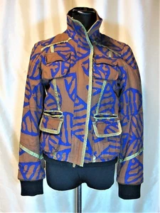EUC Isabela Capeto Brazil XXS/XS 100% Cotton Blue Brown Batik Lined Jacket - Picture 1 of 3