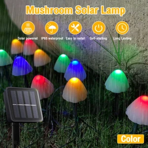 LED Garden Solar Mushroom Lights String Fairy Outdoor Landscape Patio Decor Lamp - Picture 1 of 21