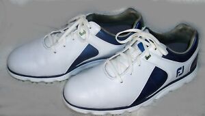 FootJoy Pro SL sz 10.5W White/Blue Spikeless Waterproof Leather Golf Shoes