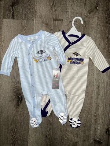 NFL Infant Baltimore Ravens lot of 2 Piece footsie Pajamas Football Size3mo NWT Cover