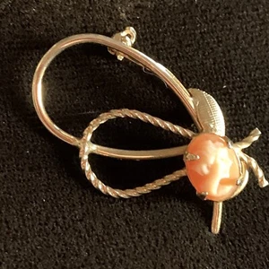 Vintage Gold gefüllt signiert Ekelund zierlich innen Seil Kamee Brosche Anstecknadel - Bild 1 von 14