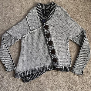 Cárdigan Suéter Bohemio Artístico Asimétrico Grueso Tejido a Mano Puro S/M Madera Gruesa - Imagen 1 de 8