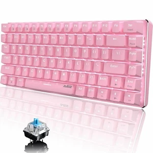 TKL Wired Mechanical Keyboard Pink Blue Switch White Backlit For PC Gamers PS4 - Picture 1 of 9