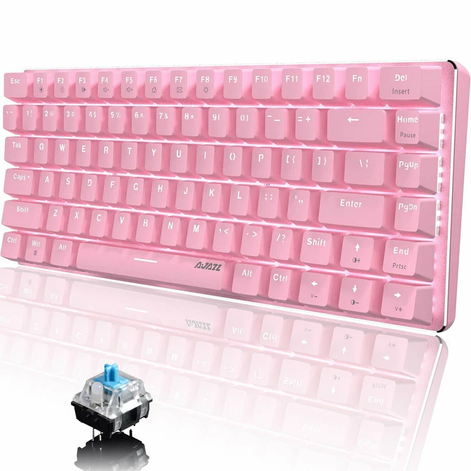 TKL Wired Mechanical Keyboard Pink Blue Switch White Backlit For PC Gamers PS4 - Image 1 of 4