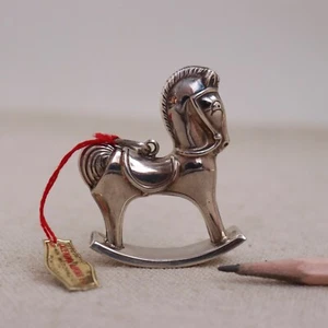 Cazenovia Sterling Silver Rocking Horse Christmas Ornament Trush Topazio Tag Vtg - Picture 1 of 16