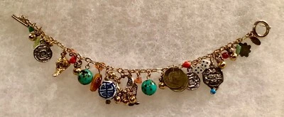 Lee Angel Charm Bracelet Gold Tone 7-Inch Over 25 Charms ~ Super Cute! - Image 1 of 4