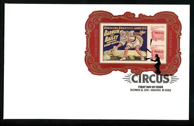 US FDC #4898-4905 / 4905c Imperf Footnote None 2014 Baraboo WI Circus Posters - Image 1 of 2