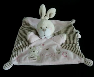 *. DOUDOU PLAT SIMBA NICOTOY LAPIN ROSE RAYE MARRON COEUR ABC EXCELLENT ETAT - Imagen 1 de 6